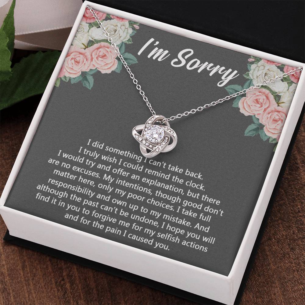 I'm Sorry Gift Necklace for Her, Apology Gifts Necklace for Girls, Woman Sorry Gift Necklaces with Meaningful Message Jewelry Sorry Gift Love Knot Necklace For Girlfriend Wife Soulmate Best Friend
