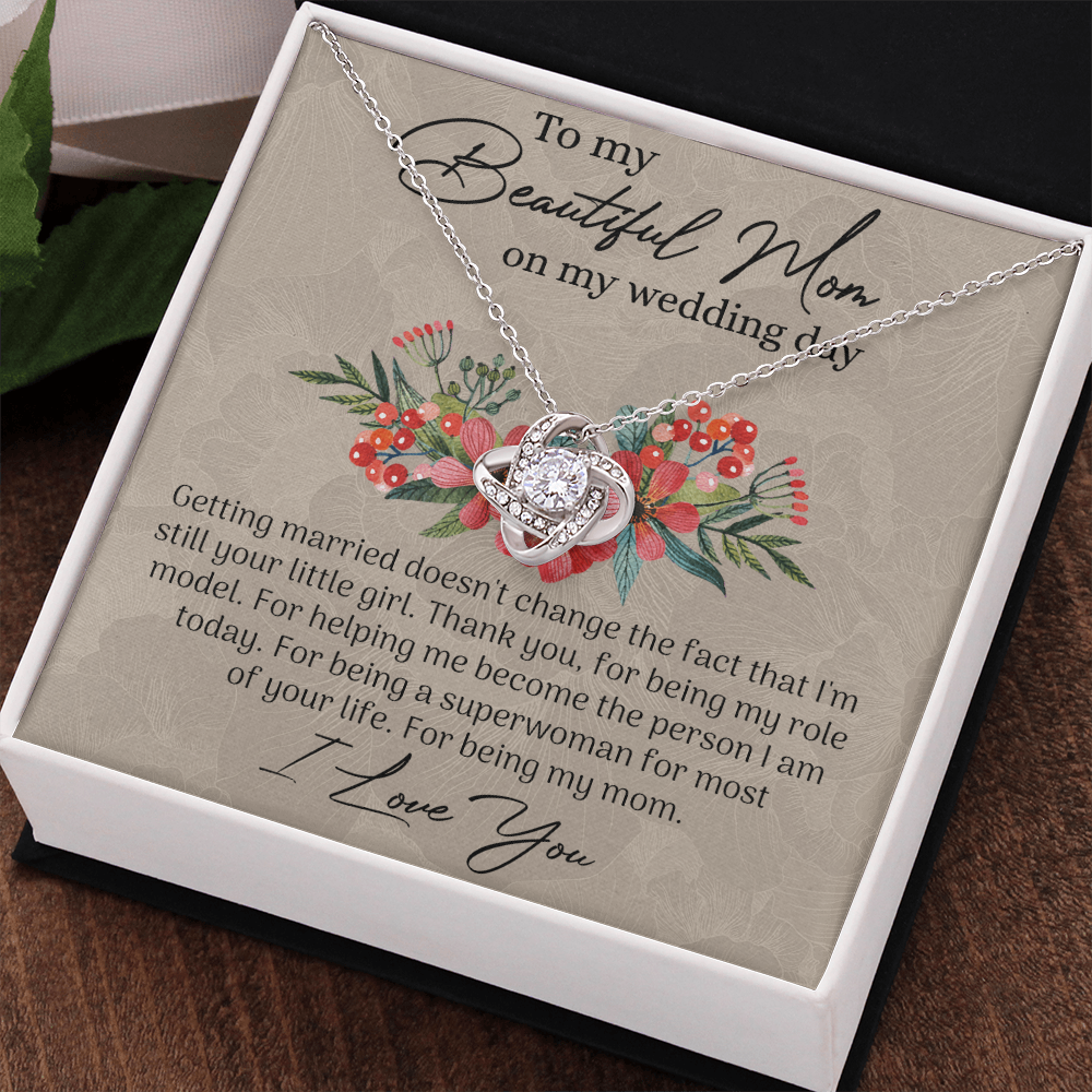 To My Beautiful Mom Necklace, Mom Wedding Gift Necklace from Bride, To My Beautiful Mom On My Wedding Day Necklace Mother of the Bride Gift Necklace Wedding Gift Necklace for Mom, Bride to Mom Gift