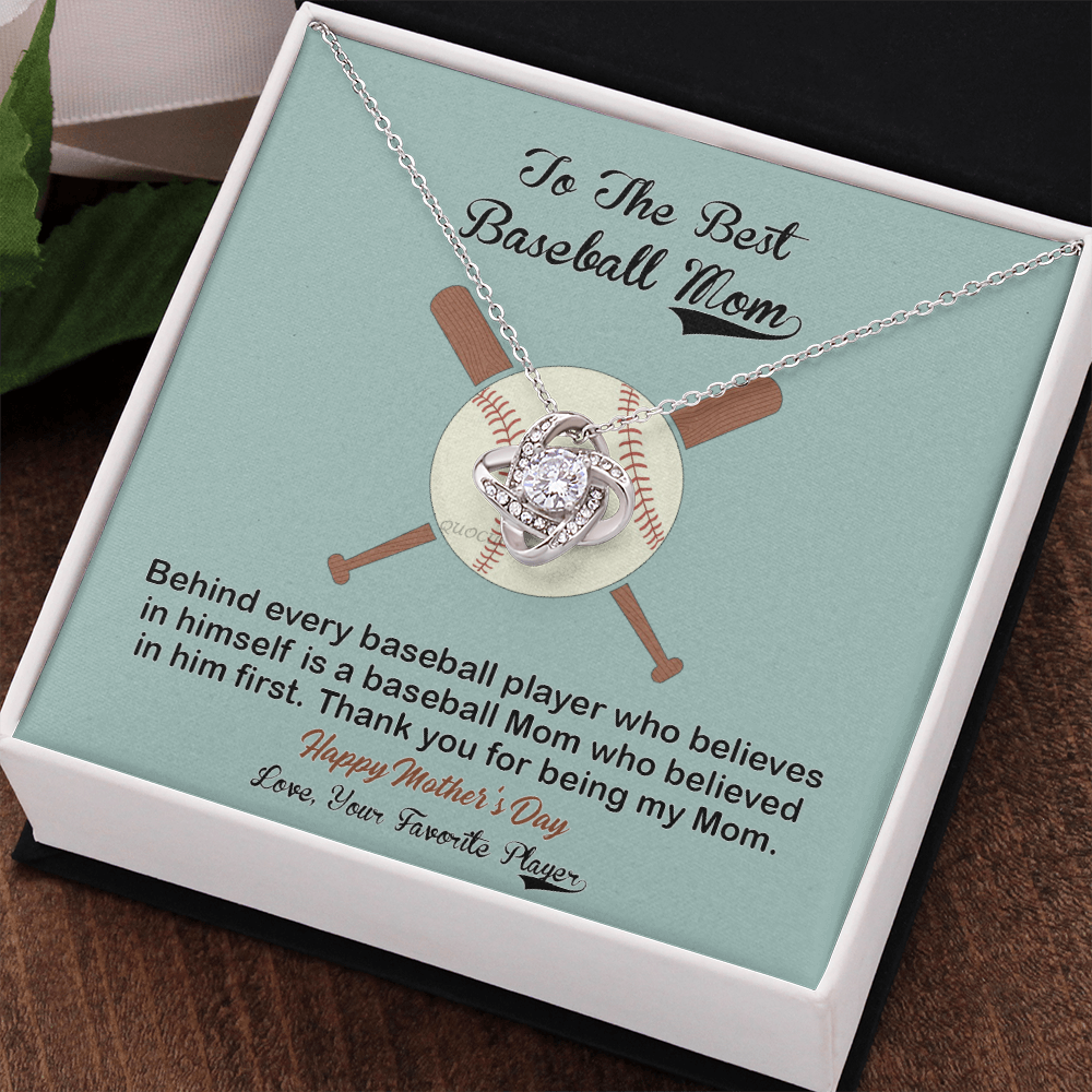 Baseball Mom Gift Necklace, To the Best Baseball Mom Necklace From Daughter, Favorite Player Necklace Gift For Mom, Baseball Mom Love Knot Necklace Jewelry Gift For Women, To The Best Mom Necklace