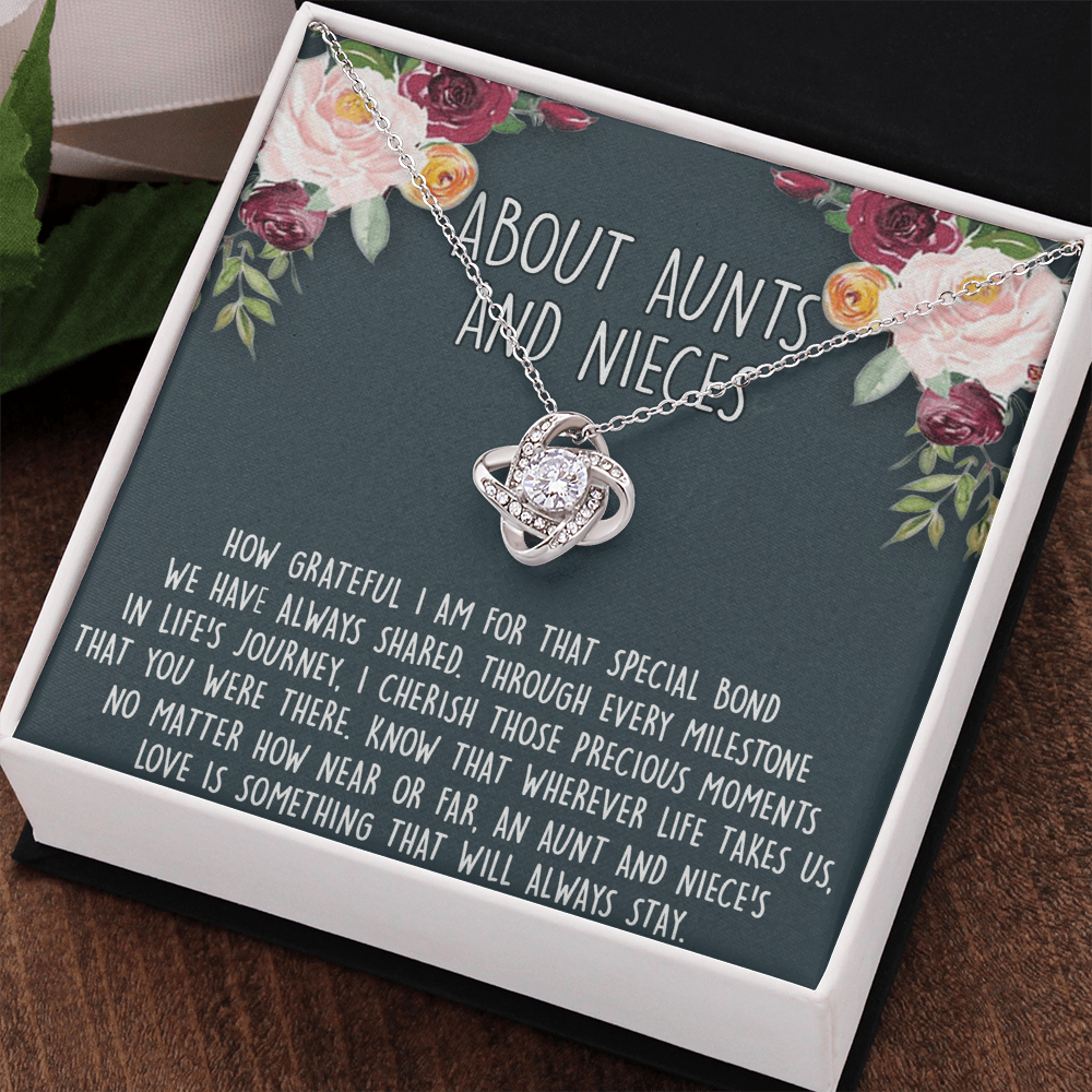 Niece Gifts from Auntie Aunt Gifts from Niece, About Aunt and Niece Love Knot Necklace for Auntie Niece Birthday Gifts Congratulations Gift Necklace, New Aunt Gift Necklace, Jewelry For Women