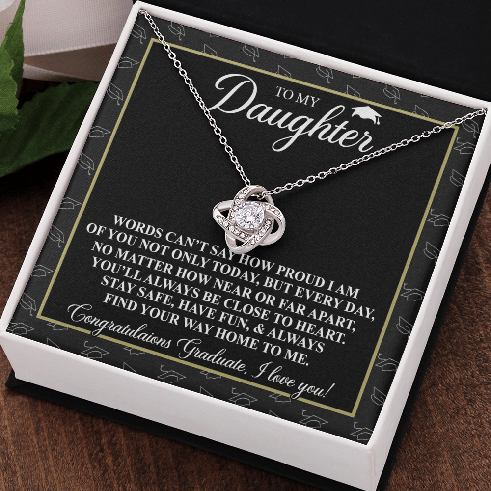 To My Daughter Gift Necklace From Father to Daughter Gift, Birthday Necklace Love Knot Pendant Necklace Gift Message Card and. Gift Box styles On Birthday, Christmas, Anniversary Graduation Gift