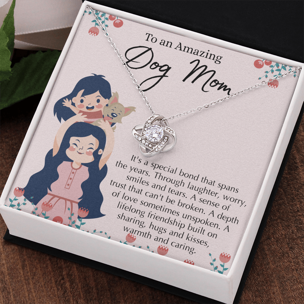To An Amazing Dog Mom Love Knot Necklace From Daughter, Dog Mom Gift Necklace On Mother's Day, Dog Mom Necklace Jewelry Gift For Women, Dog Mama Sentimental Gift Necklace Dog Lover Gifts For Her