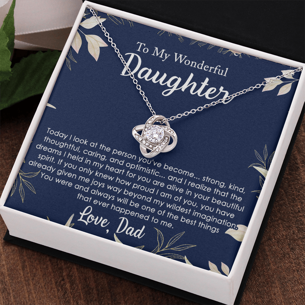 Daughter Gifts Necklace From Dad, To My Daughter Lion Dad And Daughter Love Knot Necklace Birthday Gift for Daughter From Dad, Christmas Gift For Daughter Necklace, Father To Daughter Gift Necklace