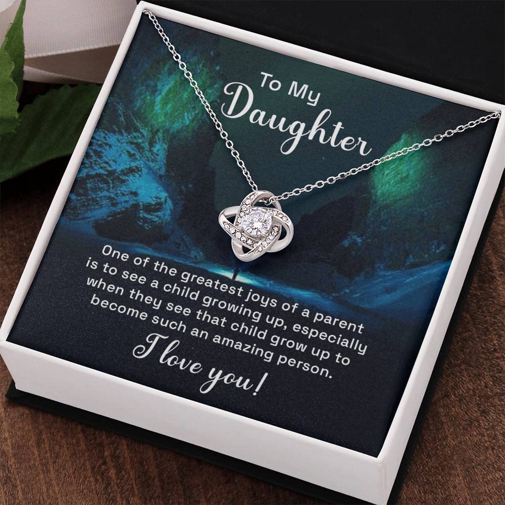 To My Daughter Love Knot Necklace From Parent, Daughter Gift Necklace From Mom, Step Daughter Necklace, Gift Necklace For Stepdaughter, Bonus Daughter Gifts, Step Daughter Gifts Love Knot Necklace