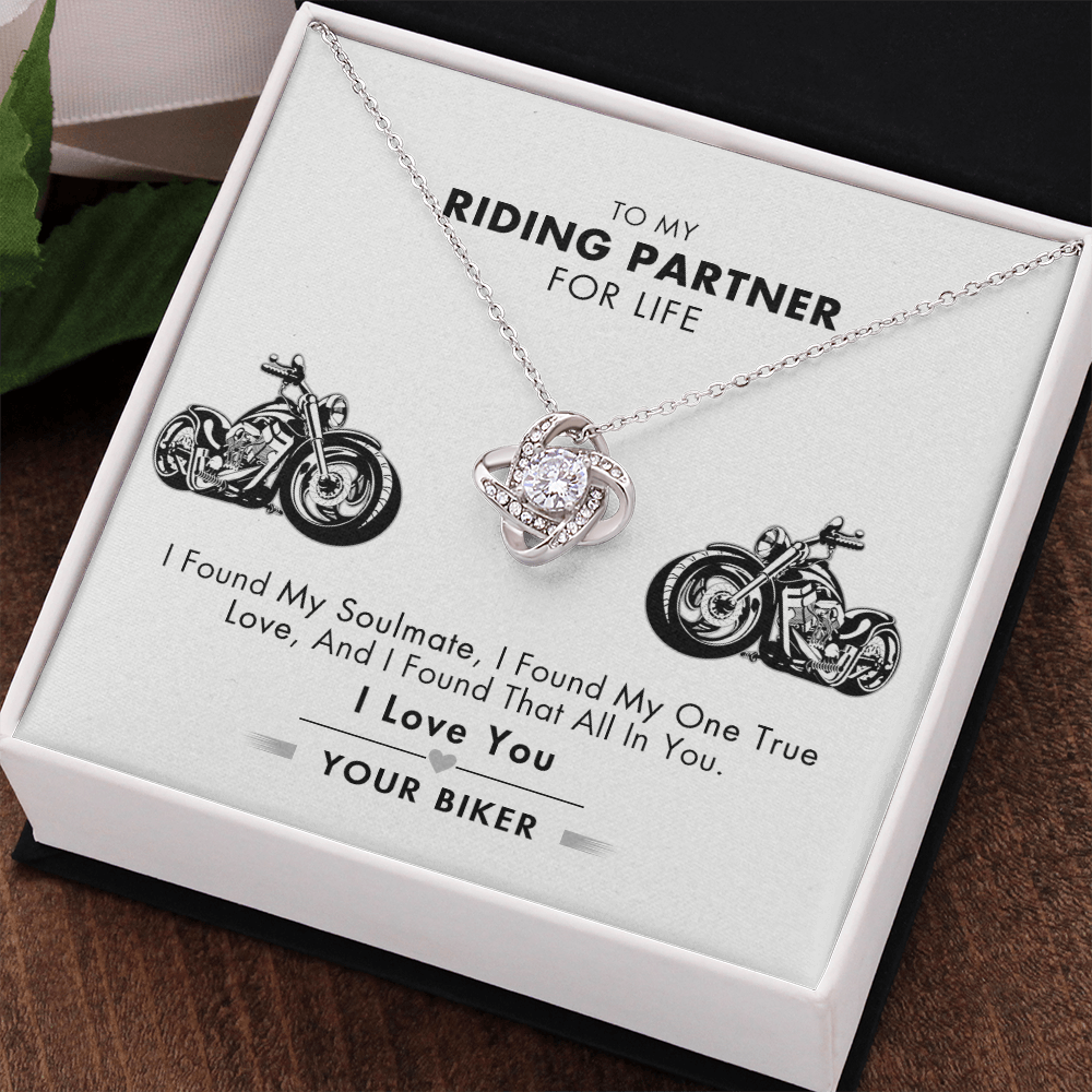 Customized Gift Necklace, To My Riding Partner For Life Necklace Gift From Husband Love Knot Necklace And Message Card Gift Box For Riding Partner For Life Jewelry Pendant Gift For Women Soulmate