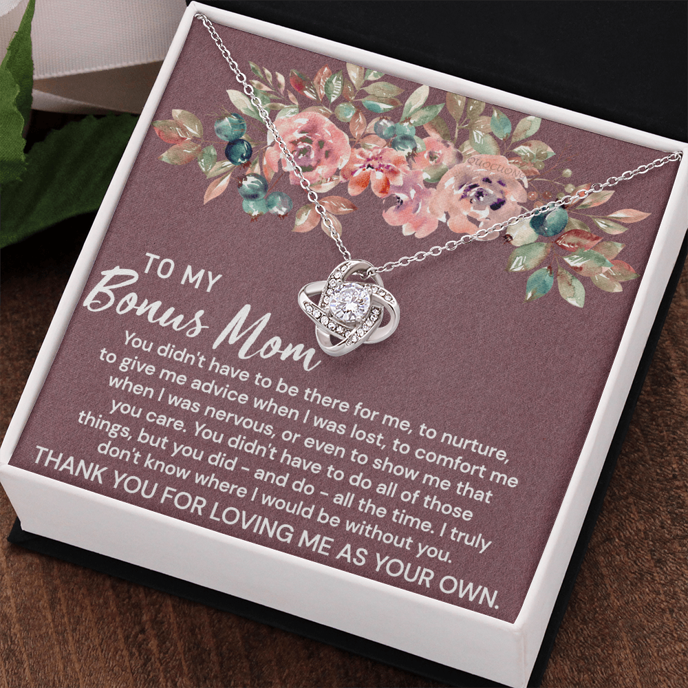 To My Bonus Mom Necklace From Bonus Daughter, Bonus Mom Gift Necklace, Bonus Mother Jewelry For Women, Thank You For Loving Me As Your Own Necklace Gift For Mom On Mothers Day, Anniversary, Birthday
