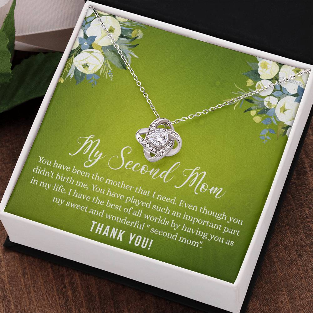 Second Mom Necklace, To My Second Mom Love Knot Necklace Gift From Daughter, Mother And Daughter Gift Necklace Personalized Gift Necklace For Mom, Thank You Love Knot Necklace Gift For Women