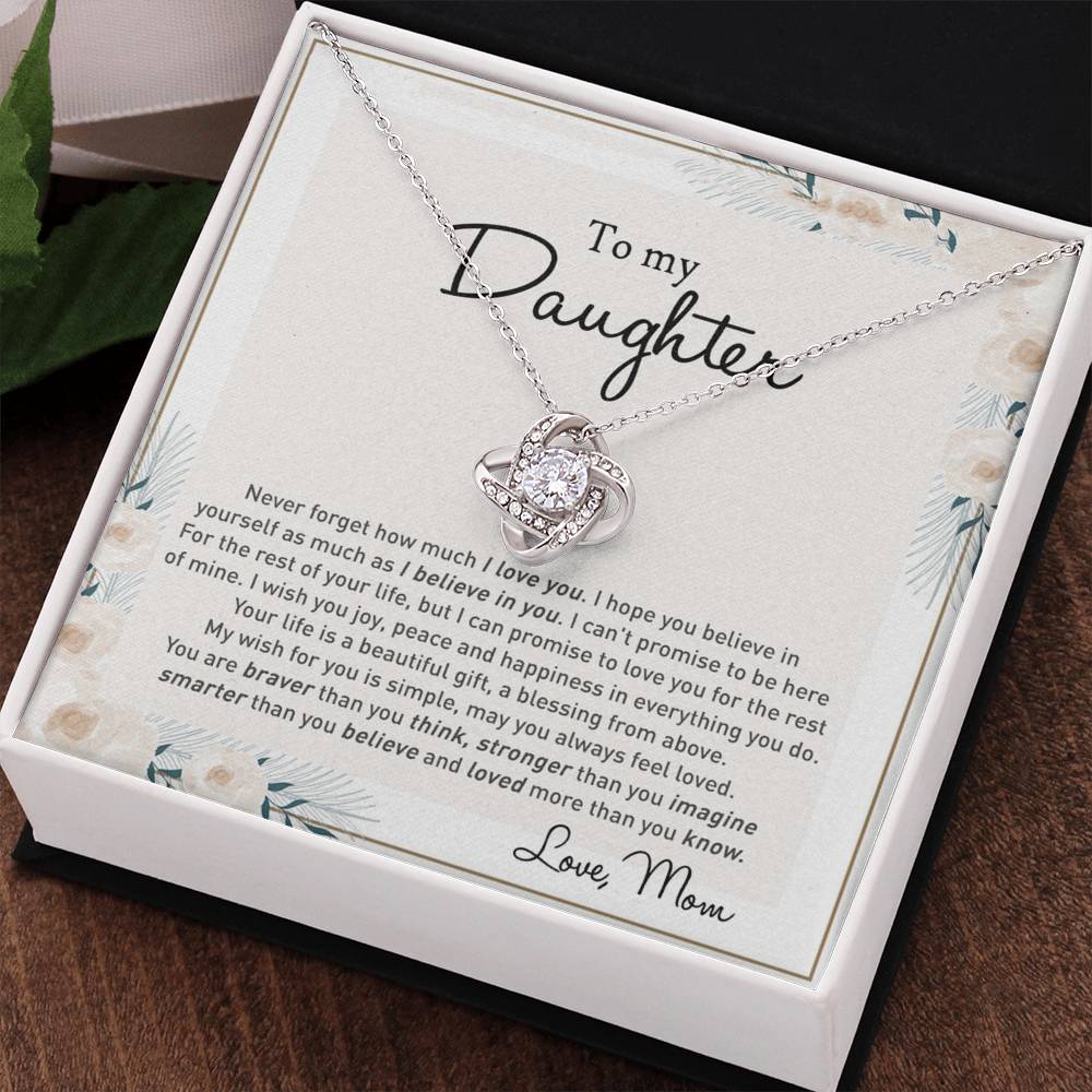 To my Beautiful Daughter Necklace With Thoughtful Card Box Gifts for Daughter from Mom Mother Daughter Gifts Jewelry for Girls Little Girl, Daughter Present On Birthday Graduation Gift Christmas