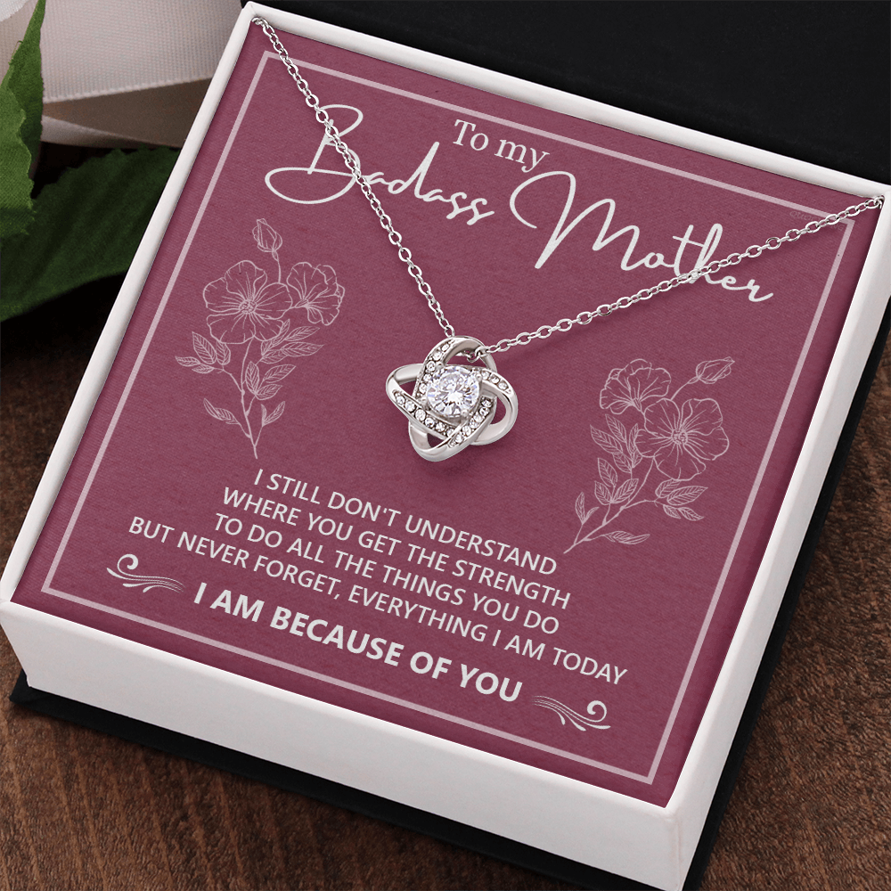 Badass Mother Necklace, To My Badass Mother Love Knot Necklace, Badass Mom Gift Necklace, Badass Mother Necklace Gift From Daughter, Mother's Day Necklace Gift For Mom, Jewelry Gift For Women Badass