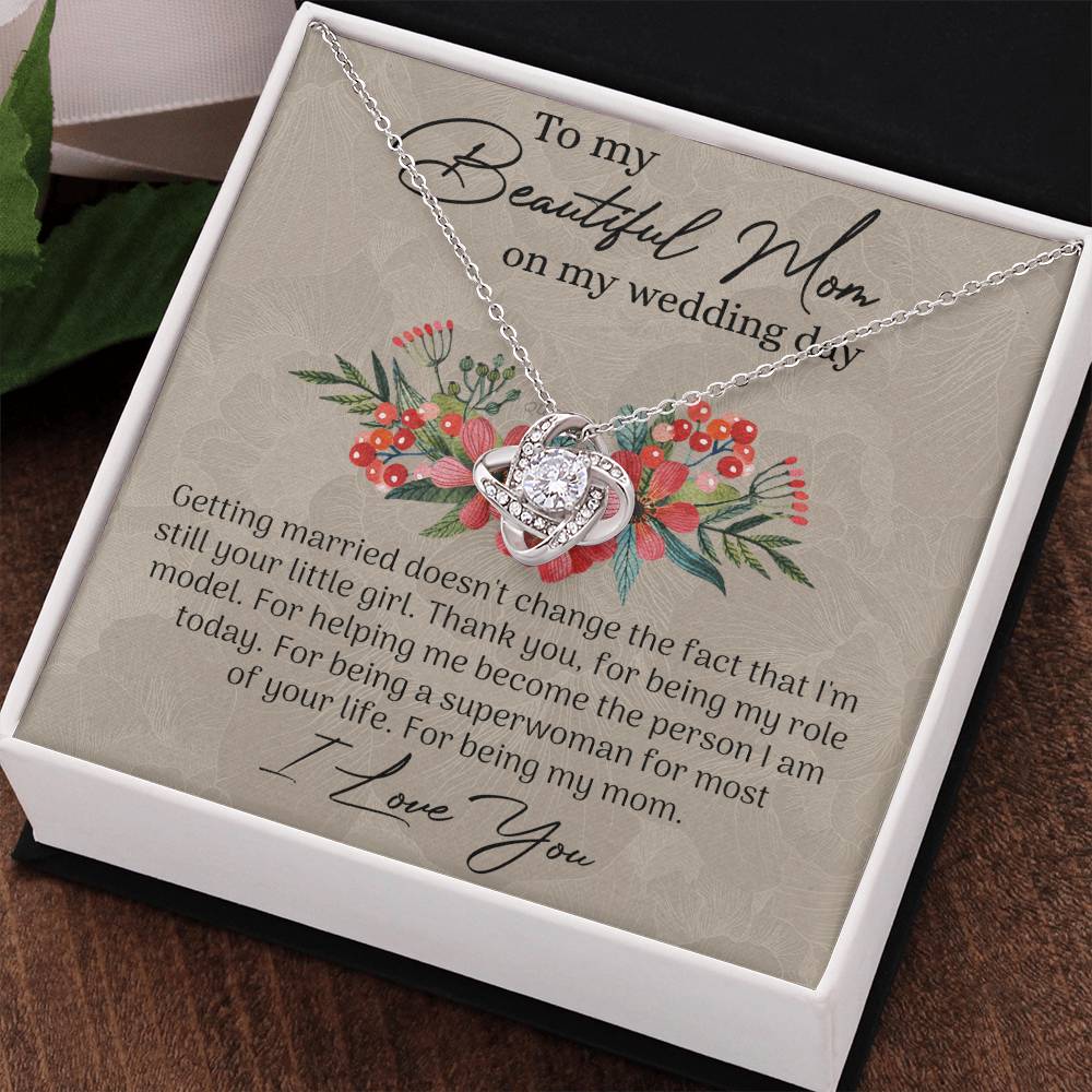 To My Beautiful Mom Necklace, Mom Wedding Gift Necklace from Bride, To My Beautiful Mom On My Wedding Day Necklace Mother of the Bride Gift Necklace Wedding Gift Necklace for Mom, Bride to Mom Gift