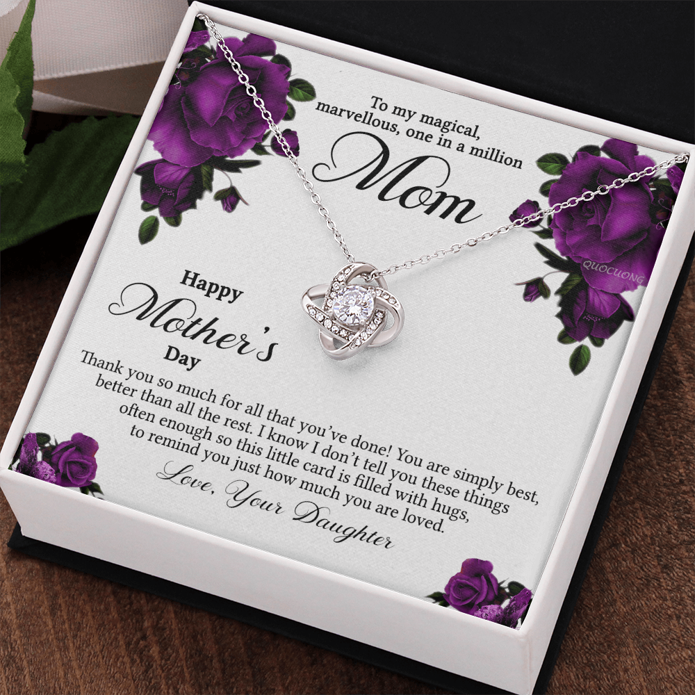 To My Mom Necklace From Daughter, Happy Mother's Day Necklace Gift For Women, Jewelry For Mom, Thank You Necklace Gift For Mom On Mothers Day, Anniversary, Birthday Mother And Daughter Gift Necklace