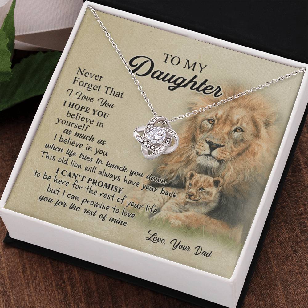 To My Daughter Gift Necklace from Dad Old Lion Your Back Believe Rest of Mine Personalized Gift Necklace Chain Gift on Birthday Graduation Gift Jewelry Gift For Girls, Little Girl Necklace