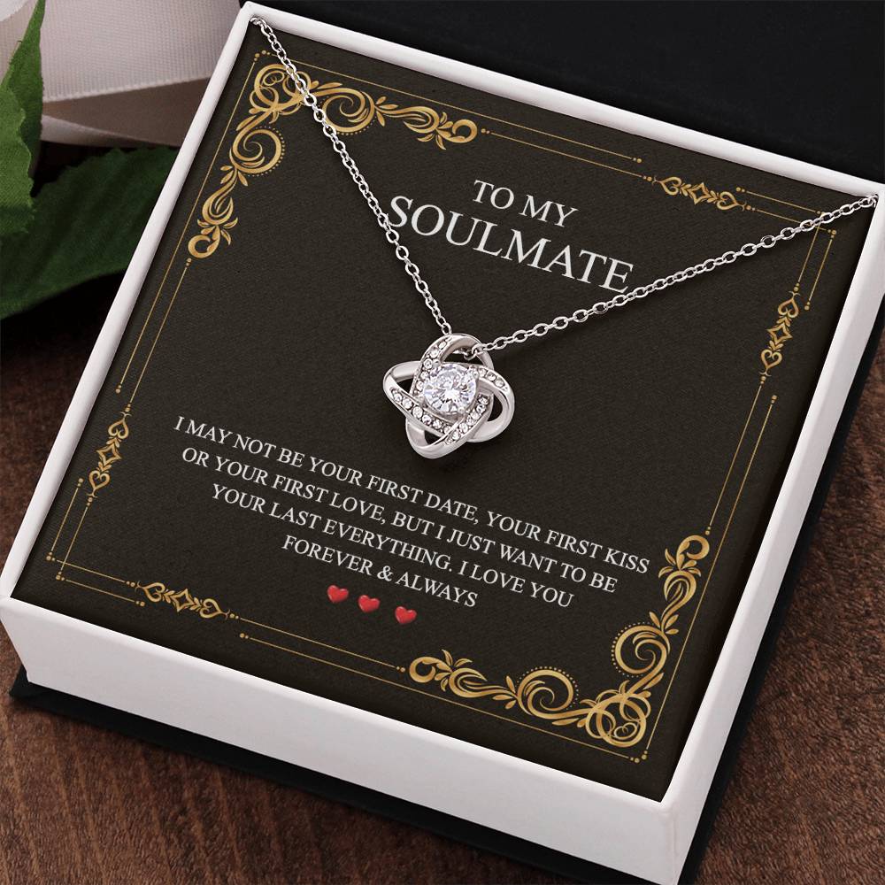 To My Soulmate Love Knot Necklace Gift From Husband To Wife, Girlfriend, Soulmate Gift Necklace On Valentines Day Anniversary, Christmas Necklace for Her Romantic, Jewelry Gift For Women