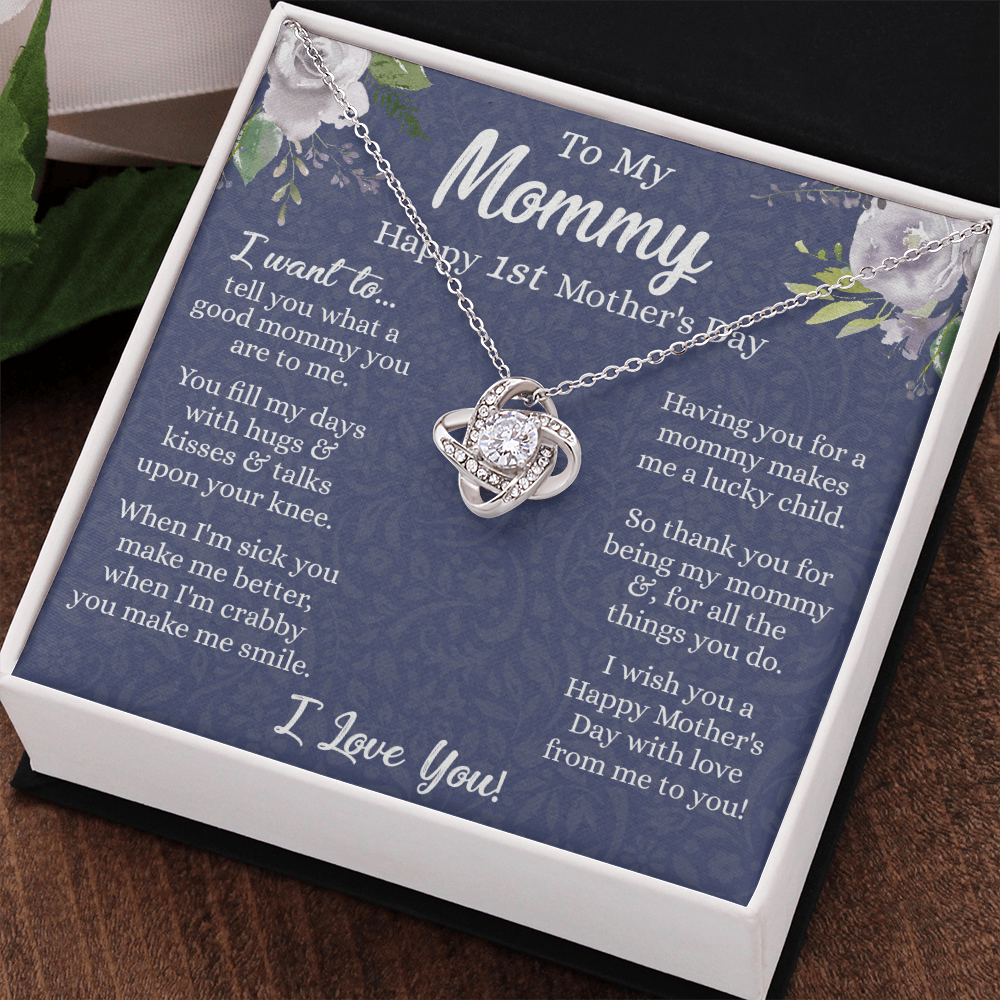 1st Mother's Day Necklace Gift, To My Mommy Love Knot Necklace From Daughter, Necklace Gift For Mom, Happy Mother's Day Necklace, Birthday Necklace For Mom Anniversary Jewlry Gift For Women