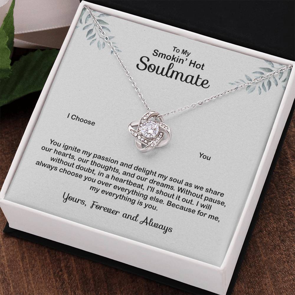 To My Soulmate Necklace, Luxury Jewelry For Wife, Girlfriend, Couples Gifts Neckalce For Wife From Husband, Necklaces Styles On Birthday Christmas Wedding For Her, Love Knot Necklace For Women