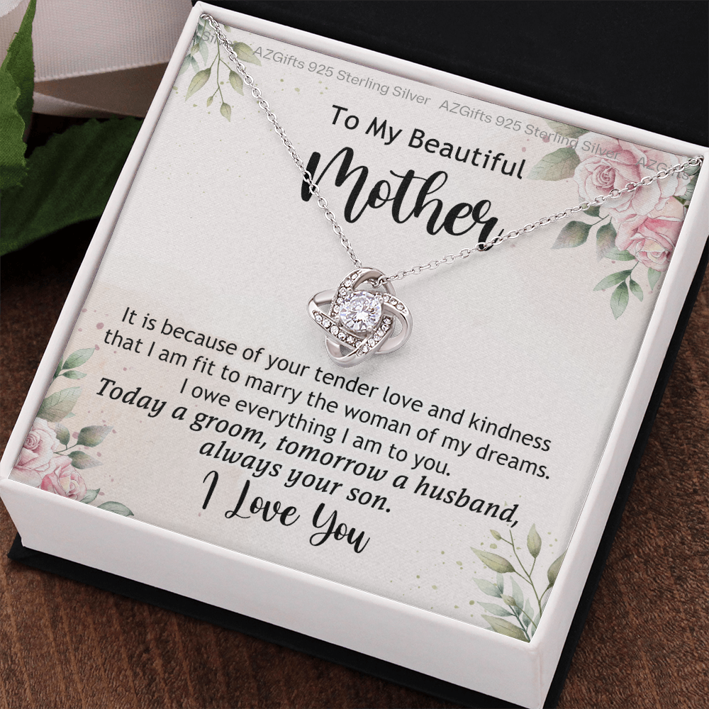 To My Beautiful Mother Necklace From Son, The Love Knot Necklace Gift For Mom, Mother, Bonus Mom Gift Necklace, Beautiful Mom Gift Necklace For Her, Mother's Day Necklace Jewelry For Mother, Moms
