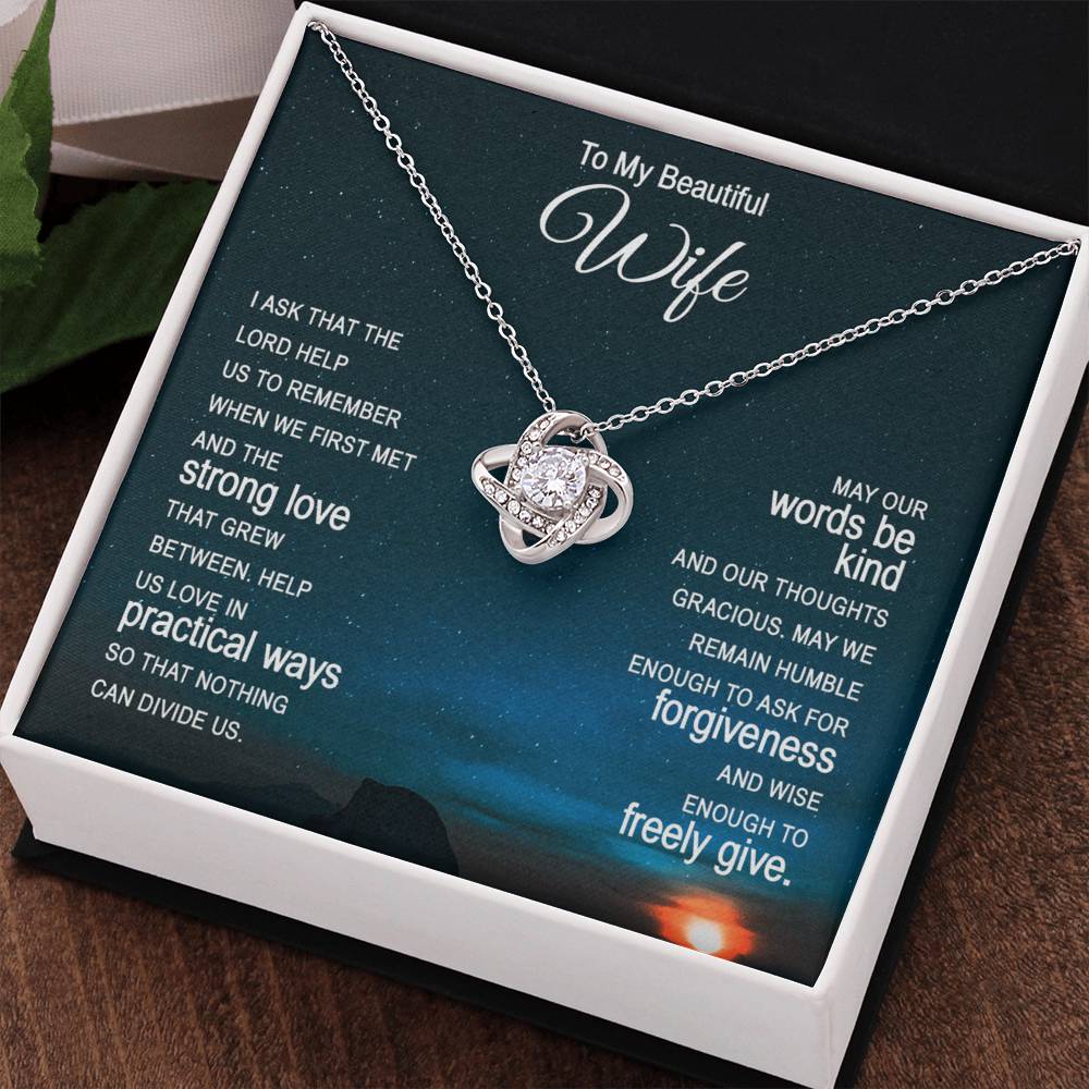 Beautiful Wife Gift Necklace, To My Wife Necklace From Husband, Wife Love Knot Necklace From Husband, Jewelry Gift For Women Badass Wife Gift Necklace, Soulmate Gift Necklace, Strong Love Pendant