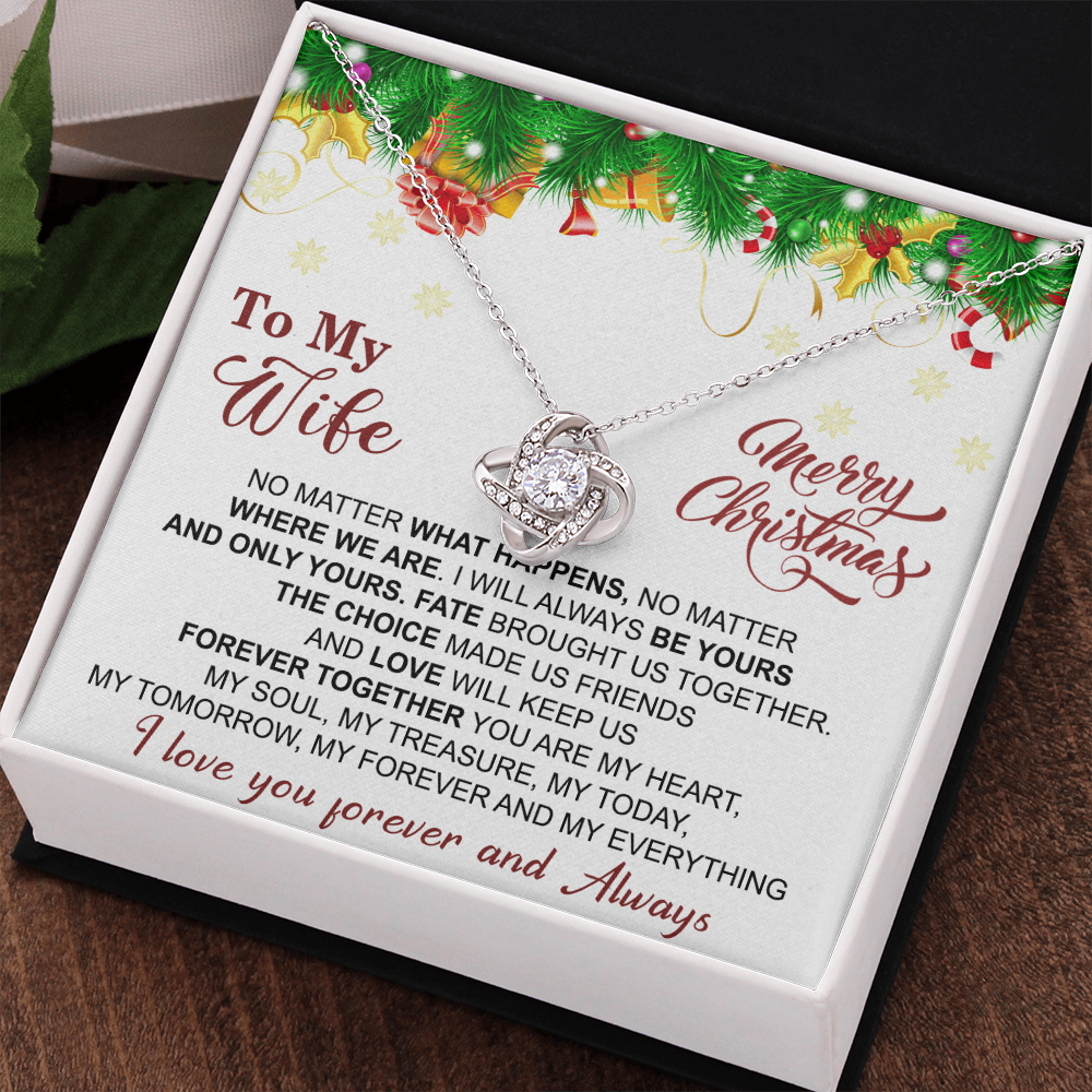 Gift Christmas Necklace For Wife, To My Wife Necklace From Husband, Love Knot Jewelry Gift For Wife, Husband To Wife Love Knot Pendant For Wife Jewelry Gift For Women Merry Christmas Necklace