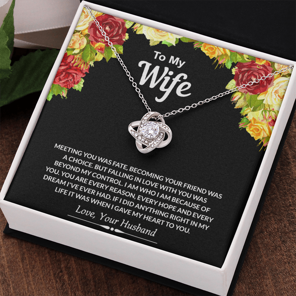 To My Wife Gift Necklace From Husband, Necklace Gift For Wife, Soulmate Gift Necklace Girlfriend, Husband To Wife Love Knot Pendant, Jewelry Gift For Women, Woman Necklace Gift My Heart To You