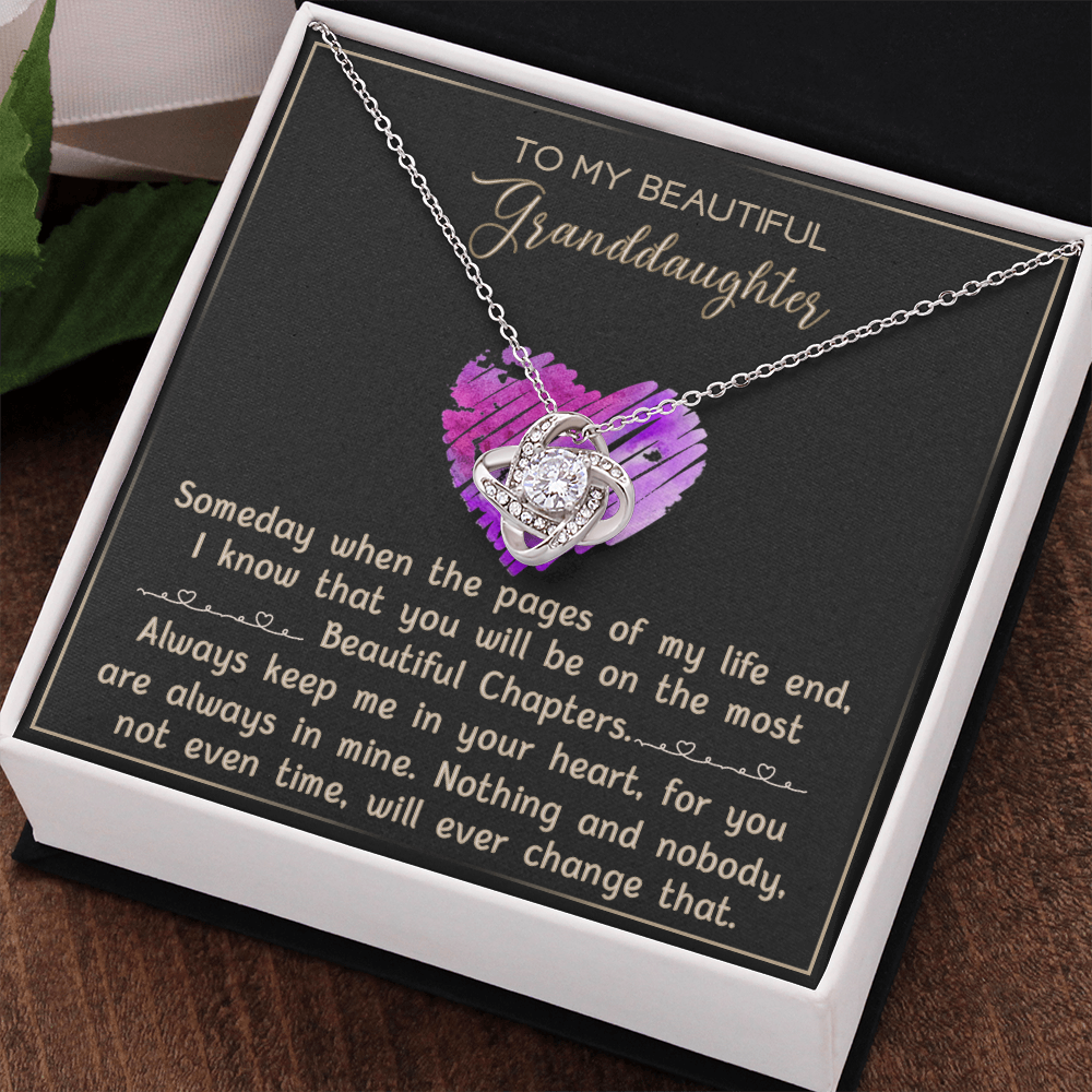 Granddaughter And Grandma Necklace, Gift Necklace For Granddauhter - To My Beautiful Granddaughter Necklace From Grandma, Love Knot Necklace For Granddaughter, Beautiful Granddaughter Necklace