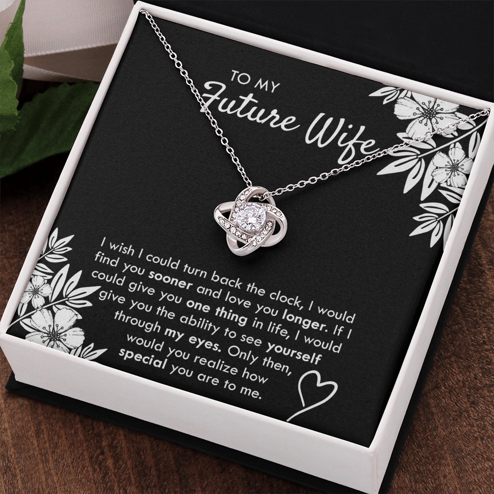 To My Future Wife Necklace From Husband, Necklace with Message Card and Gift Box For Wife, Future Wife Gift Necklace, Husband To Wife Gift Love Knot Pendant Gift From Men, Jewelry Gift For Women