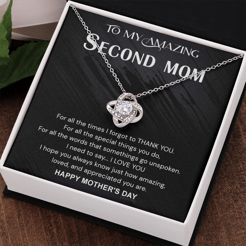 To My Amazing Second Mom Necklace From Daughter, Jewelry Gift For Women, Mother Happy Mother's Day Knot Pendant Gift For New Mom, Mother's Day Necklace Gift For her, Mother And Daughter Necklaces