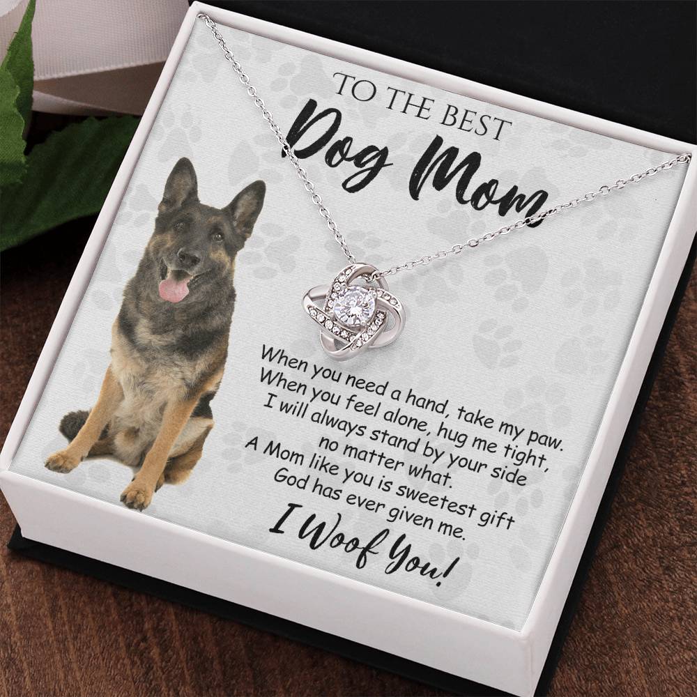 To The Best Dog Mom Love Knot Necklace From Daughter Mother's Day Necklace Gift, German Shepherd Love Knot Pendant, Jewelry Gift For Women, Dog Lovers German Shepherd Gift Necklace, Dog Mom Necklace