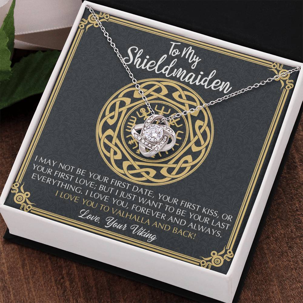 Personalized Gift Necklace, To My Shieldmaiden Necklace From Viking, I Love You to Valhalla and Back Viking Necklace Jewelry Gift For Women Wife Girlfriend Anniversary Customized Message Card