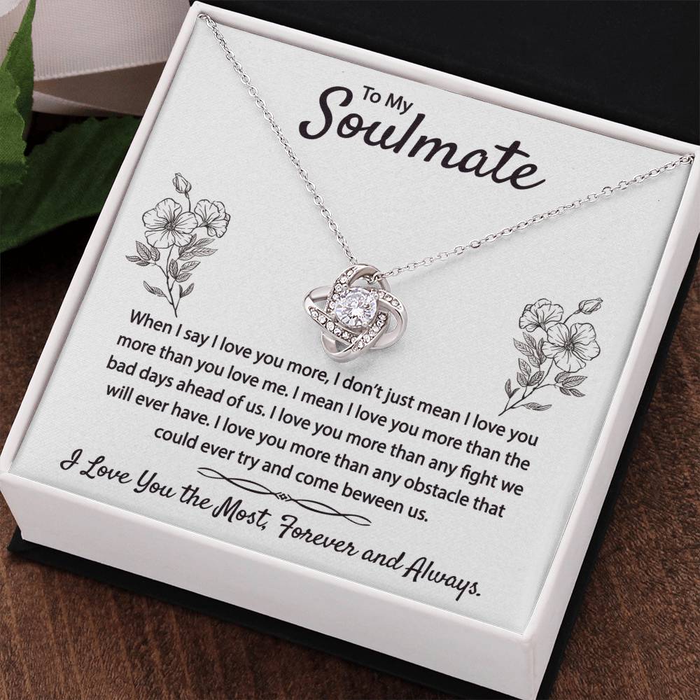 To My Soulmate Necklace From Husband Boyfriend Love Knot Necklace Gift For Soulmate Girlfiend To My Wife Gift Necklace with Message Card Gift Necklace for Her Romantic Girlfriend Gift Necklace