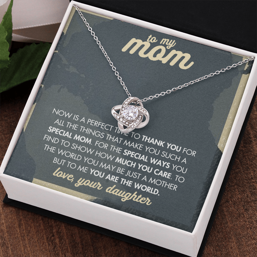Mother And Daughter Necklace, To My Mom Love Knot Necklace From Daughter, Now Is A Perfect Time To Thank You Necklace Gift For Mom, Mother On Birthday Gift Anniversary Wedding Day Necklace For Mom
