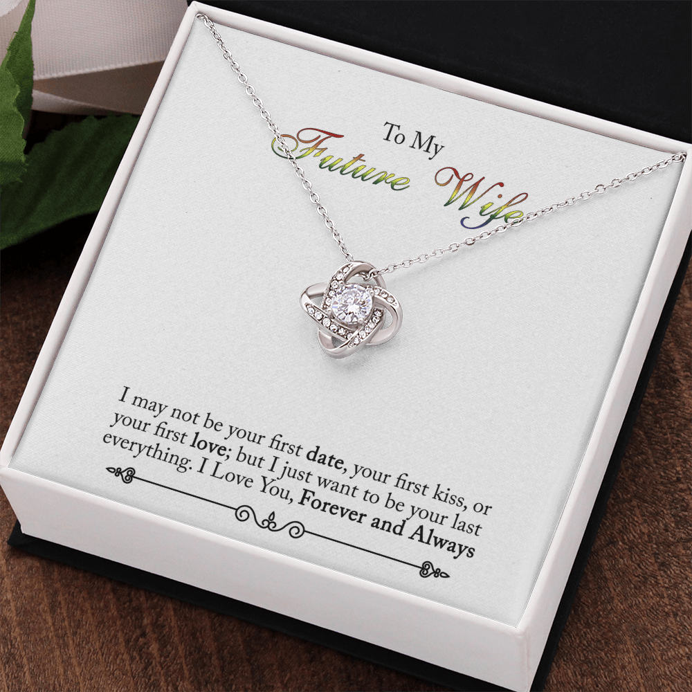 To My Future Wife Necklace Love Knot Necklace For Wife, Girlfriend With Box And Message Card, Soulmate Gifts, Necklace For Her From Boyfriend, Jewelry Gift For Bride Fiance, One Year Anniversary