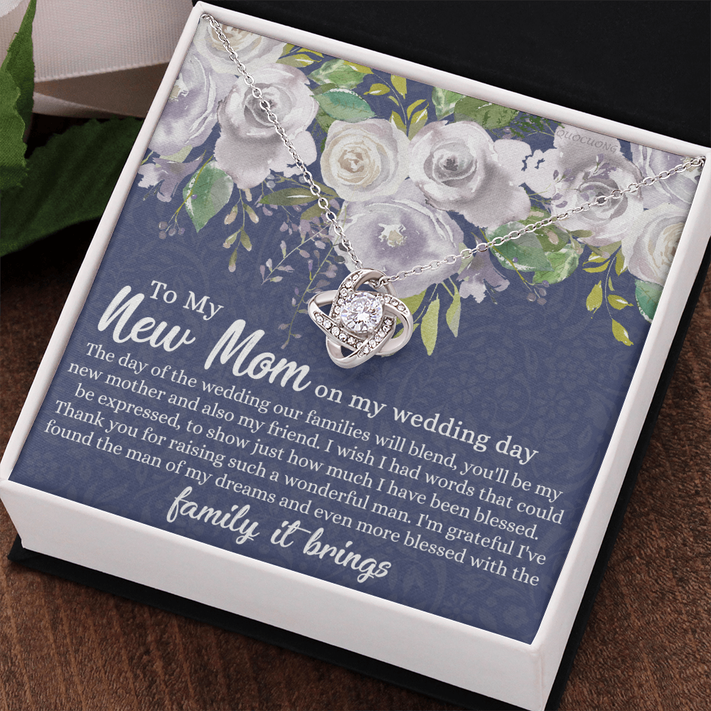 New Mom Necklace - To My New Mom Love Knot Necklace Gift From Daughter, My Wedding Day Necklace Gift For Mom, Wedding Mom Gift Necklace From Daughter, New Mom On My Wedding Day Gift Necklace For Mom