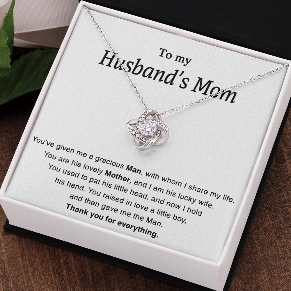 To My Husband's Mom Necklace For Her Thank You Mom Jewelry Gift Knot Mothers Day