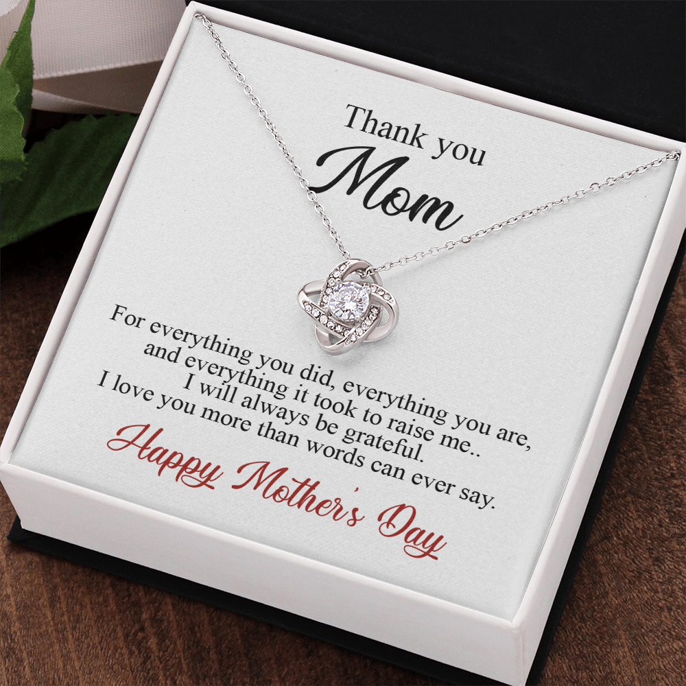 Thank You Mom Necklace Gift For Her, Happy Mother And Daughter Gift Necklace, To My Mom Necklace From Daughter, Thank You Card Gift For Mom On Mother's Day, Anniversary Necklace Gift For Her