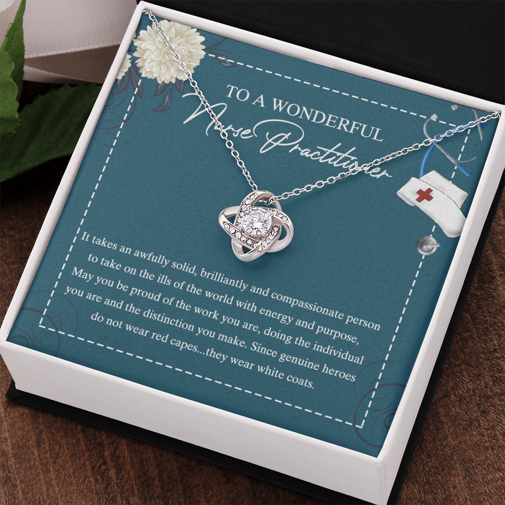 To My Nurse Practitioner Love Knot Necklace From Mom, Gift For New Nurse Jewelry Gift For Girl, Congrats Graduation Pendants Class Of 2026 Necklace Gift For Daughter, Granddaughter, Niece, Sister