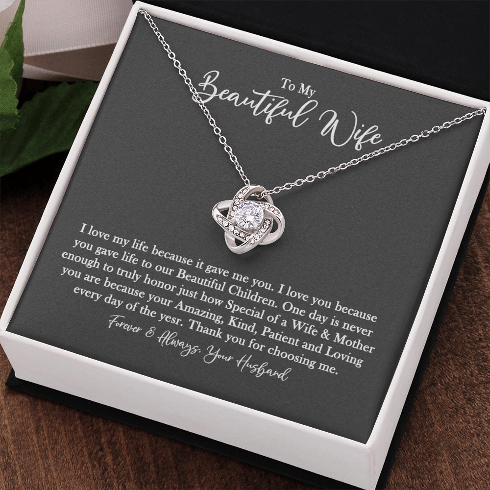 To My Beautiful Wife Necklace From Husband Valentines Day Necklace Gift For Wife, Soulmate Gift Necklace Personalized Gift Jewelry For Women, Romantic Gift Necklace, Because It Gave Me You Necklace