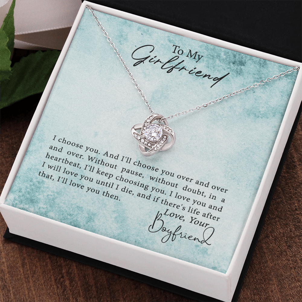 To My Girlfriend Necklace From Boyfriend, Husband, Gift Necklace For Girlfriend I Love You Then - Love Knot Pendant Gift For Girlfriend, Soulmate Necklace To Girlfriend Jewelry Gift For Girls