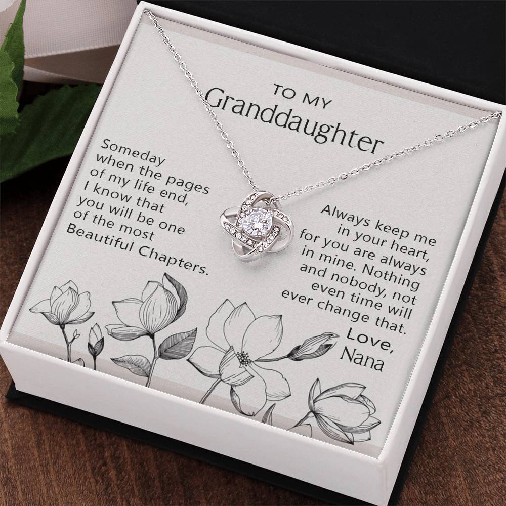 Love Knot Necklace For Granddaughter - To My Granddaughter Love Knot Necklace From Nana, Grandma Jewelry Necklace Gift On Birthday, Graduation Gift, Christmas Always Keep Me In Your Heart Necklace