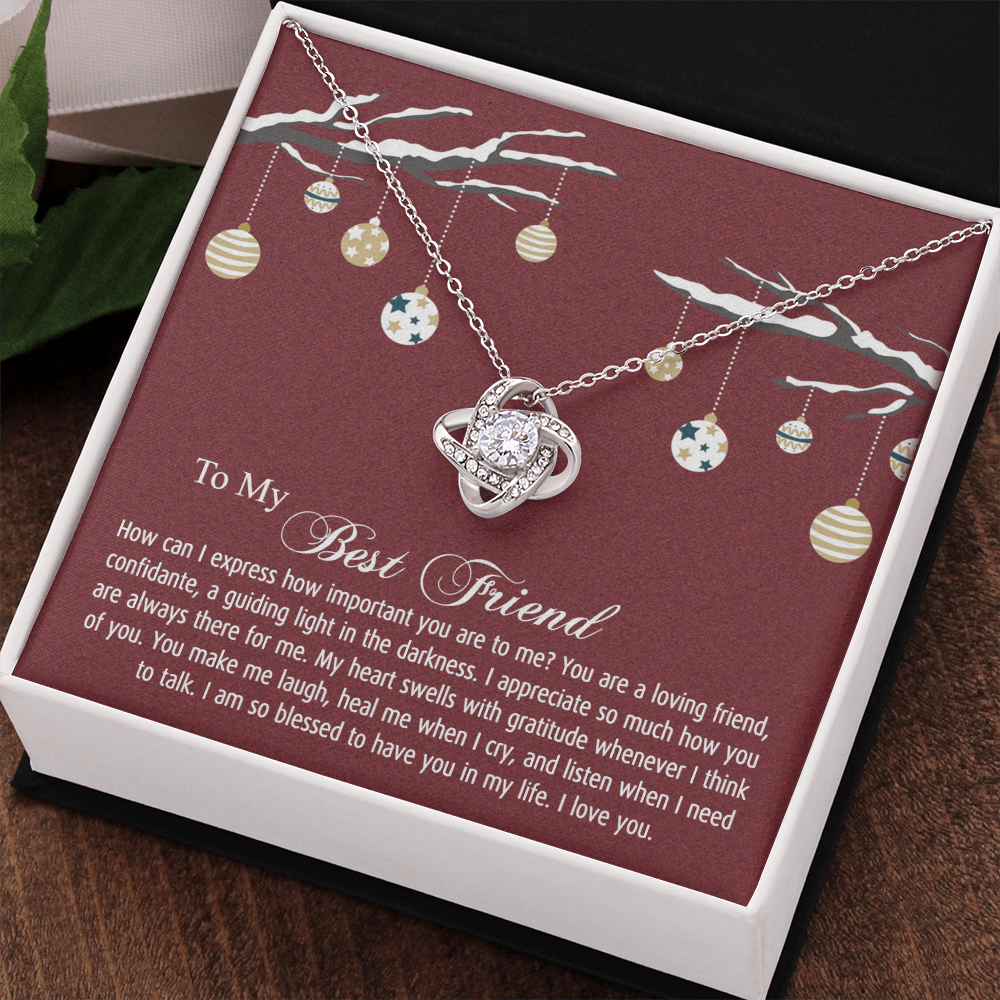 To My Best Friend Christmas Necklace From Friend, Jewelry Gift For Friend, Christmas Love Knot Necklace For Friend, BFF Gift Best Friend Gift Necklace On Birthday, Anniversary, Christmas For Friend