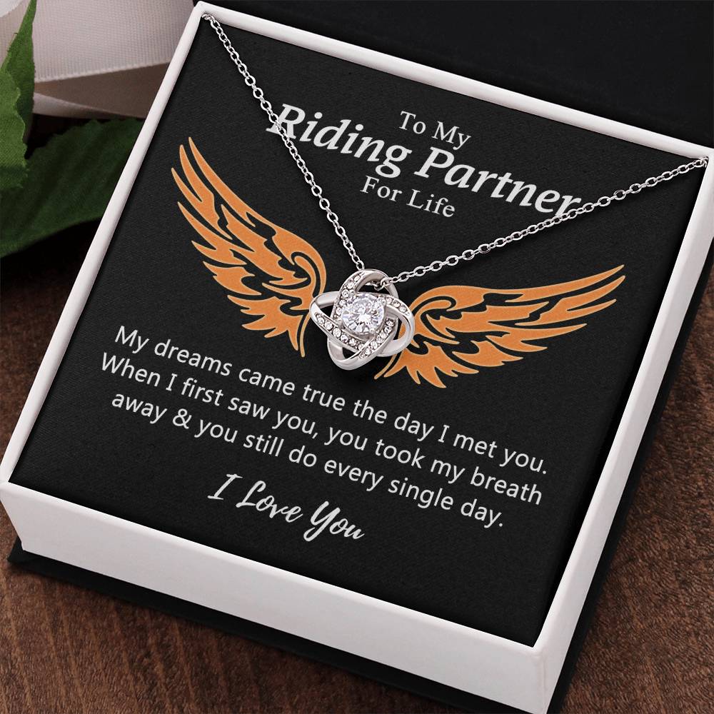 To My Riding Partners For Life Necklace, Gift Necklace For Motorcycle Wife, Love Knot Necklace Gift For Biker Wife, Necklace Gift for Girlfriend, Wife on Valentines Day, Romantic Gift Neklace Birthday