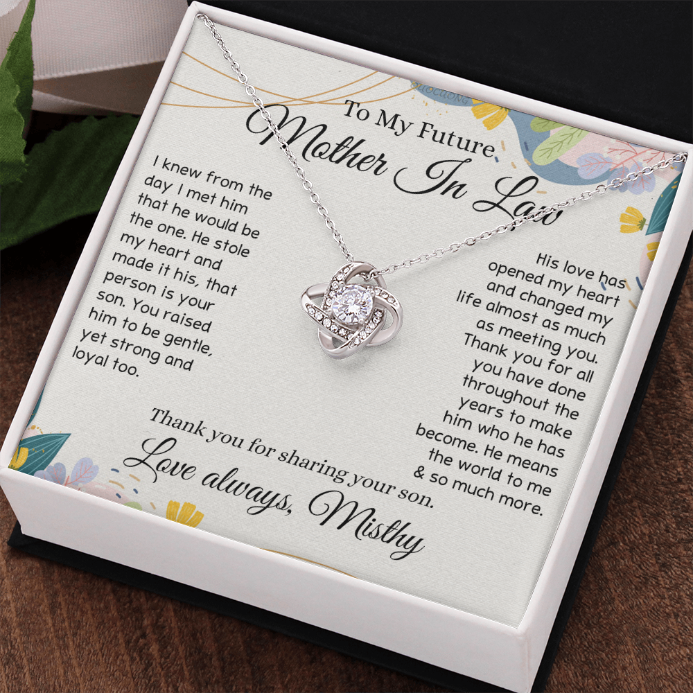To My Future Mother In Law Necklace, To My Mother In Law Love Knot Necklace Gift From Son, Personalized Gift Necklace for Mother-In-Law From Son, Wedding Gift Necklace Bride Groom To Mother In Law