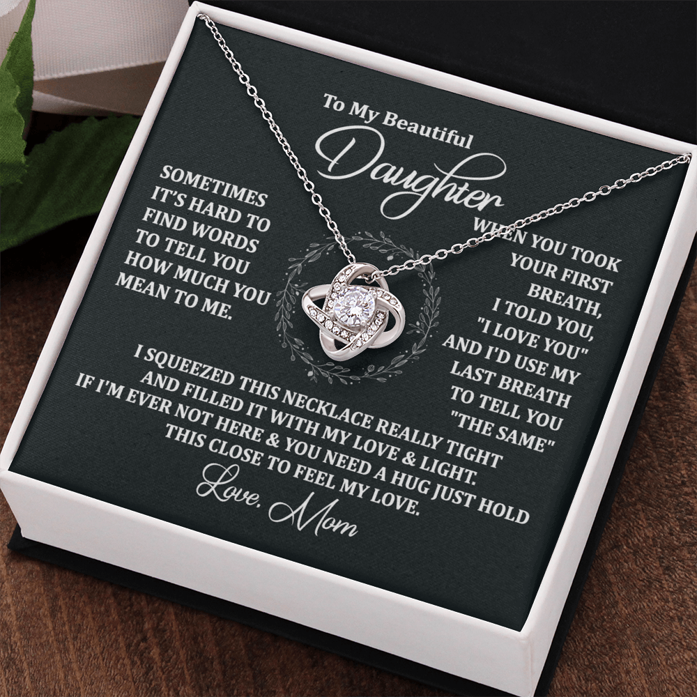 To My Beautiful Daughter Necklace Gift From Mom To Daughter, The Love Knot Necklace, Graduation Gift, Birthday Gift, Mothers Day Jewelry Birthday Gift For Daughter, Mother And Daughter Gift Jewelry