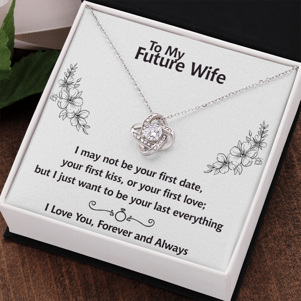 To My Future Wife Necklace, Love Knot Necklace For Girlfriend With Box And Message Card Soulmate Gift Necklace, Necklace For Her From Boyfriend, Jewelry Gift For Women, One Year Anniversary Pendant