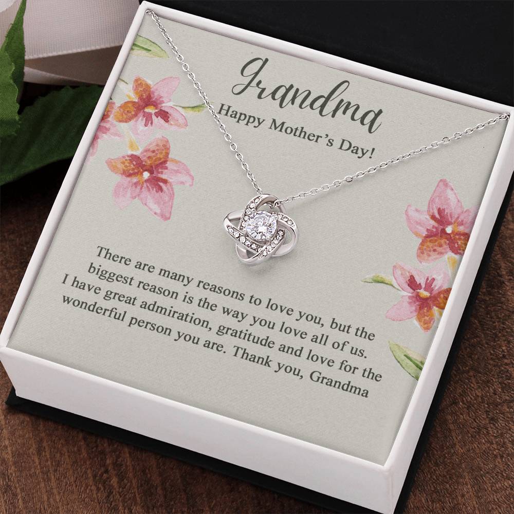 Grandma Gift Necklace - To My Grandma Love Knot Necklace from Granddaughter, Happy Mother's Day Necklace - Jewelry Gifts for Grandmother, Mimi, Gigi, Grammy on Mothers Day, Birthday, Christmas