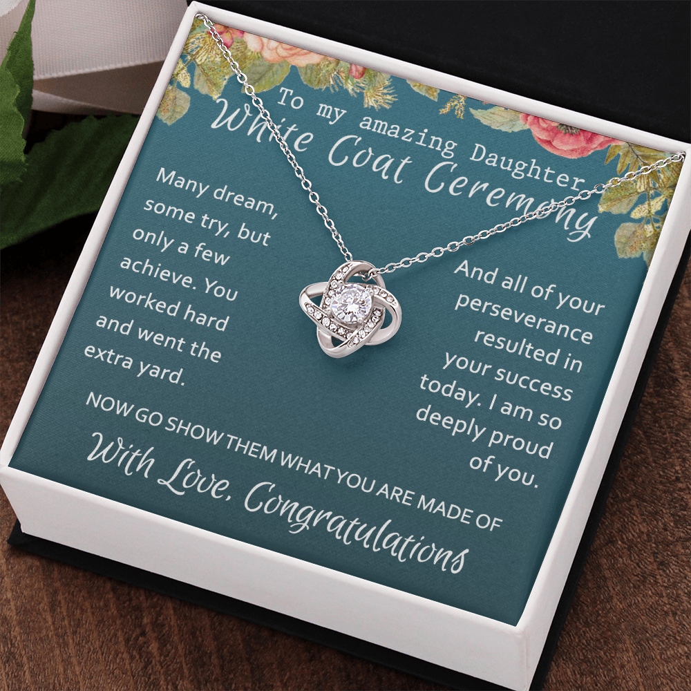 White Coat Ceremony Love Knot Necklace, Medical School Graduation Necklace, Student Ceremony Graduation Gift For New Doctor, Necklace Gift For Her, Girl Daughter, Sister Class Of 2024 Gift Necklace