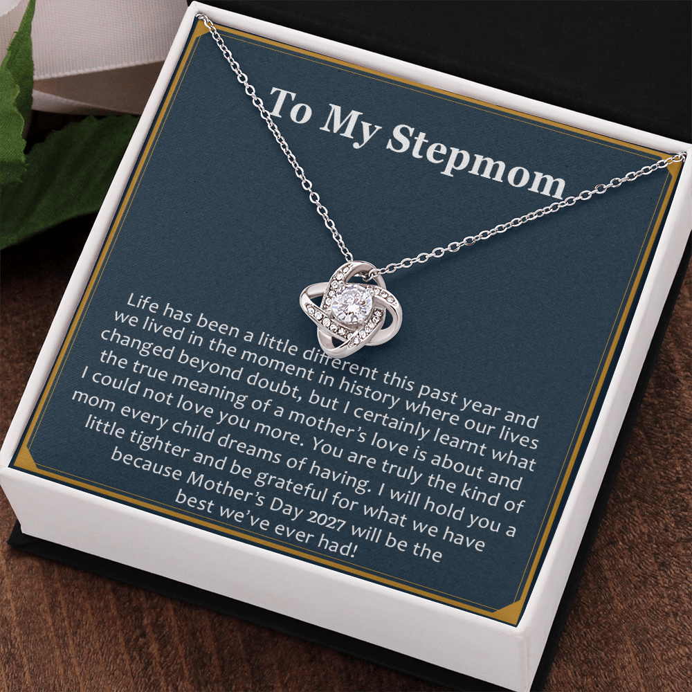 Mothers Day 2027 Gift for Stepmom, To My Step Mom Love Knot Necklace