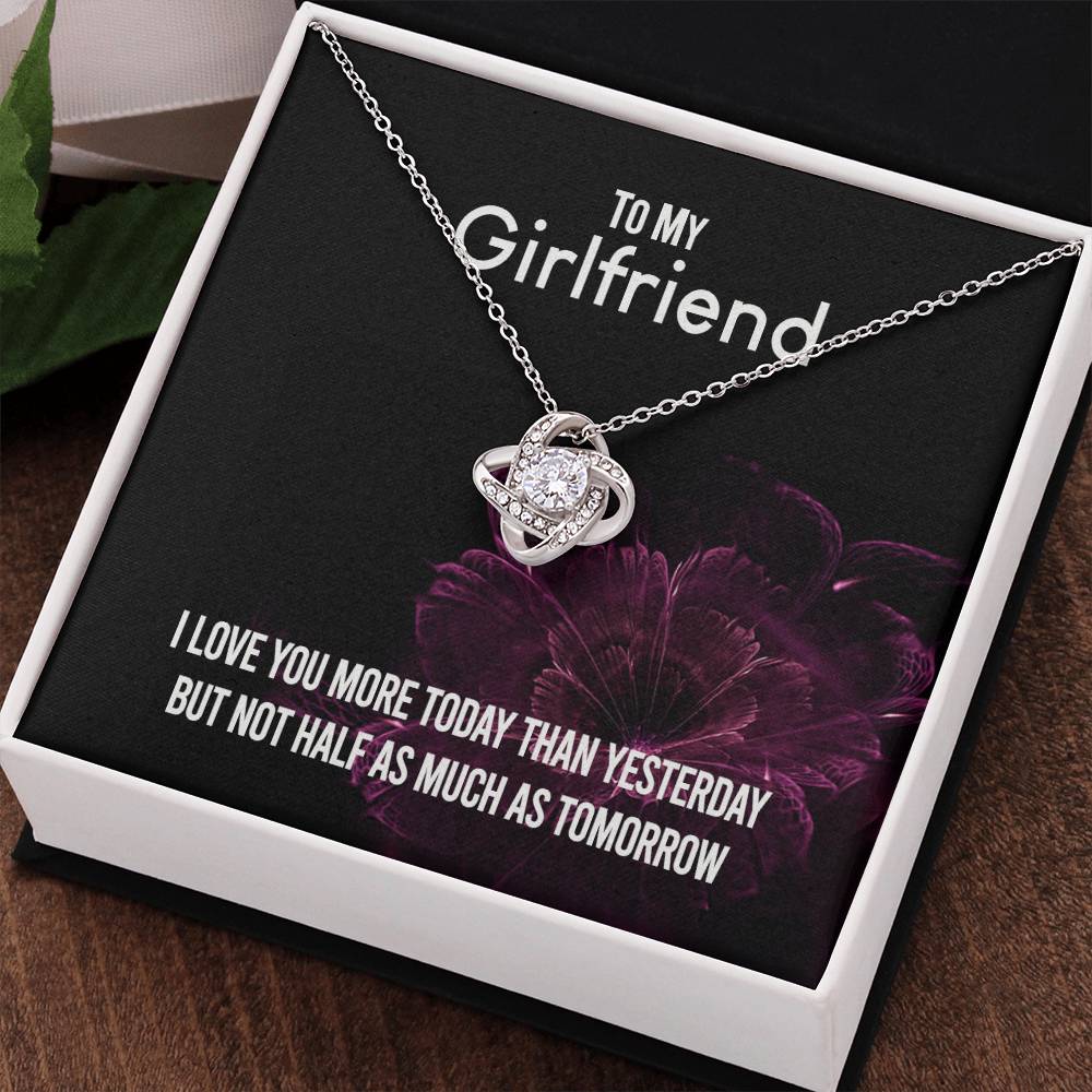 To My Girlfriend Necklace Romantic Girlfriend Birthday Gifts for Girlfriend From Boyfriend, Husband, Girlfriend Gift Necklace - Jewelry Gift For Girls, Love Knot Pendant Gift For Girlfriend, Soulmate