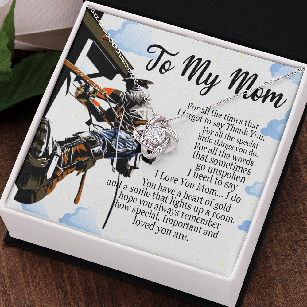 Lineman's Mom Love Knot Necklace Mother Jewelry Mothers Day Gift