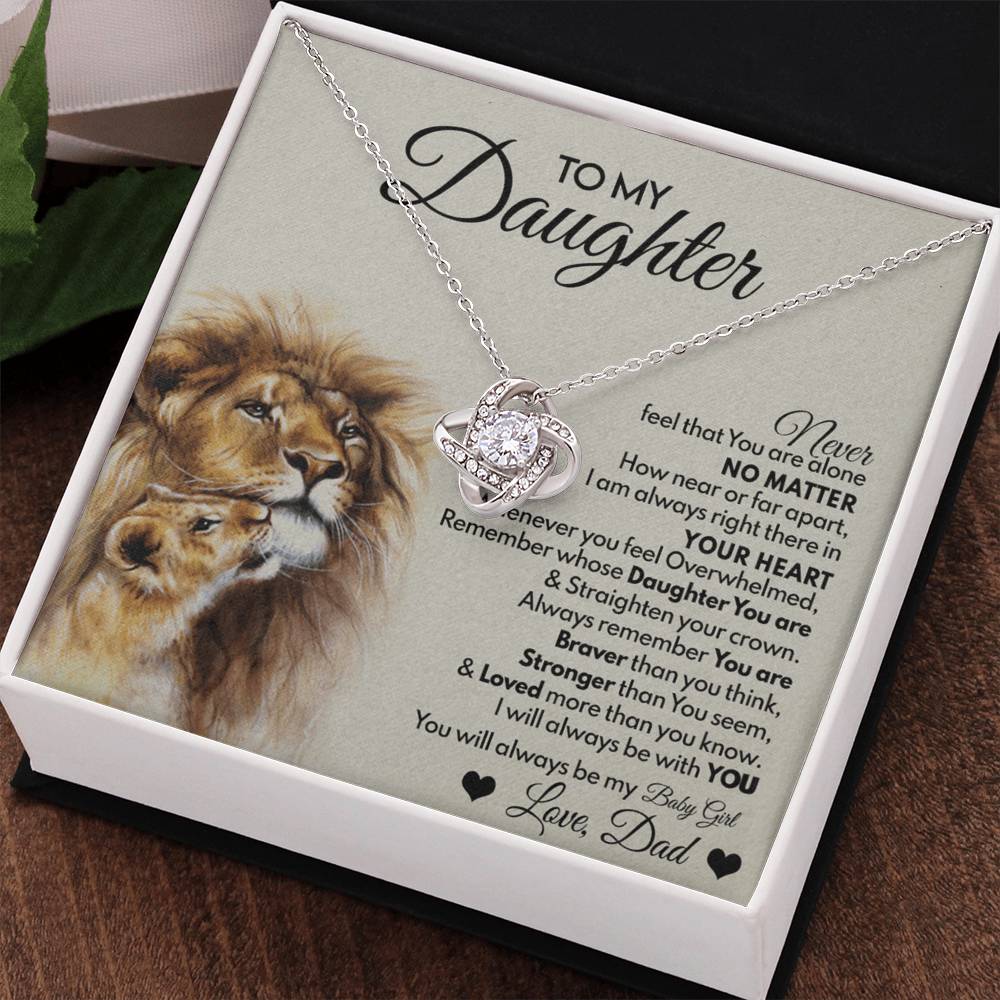 Daughter Gifts Necklace From Dad, To My Daughter Lion And Necklace Gift On Birthday Gift Graduation Gift for Daughter From Dad, Father Daughter Jewelry Gift For Girls, Little Girl Necklace