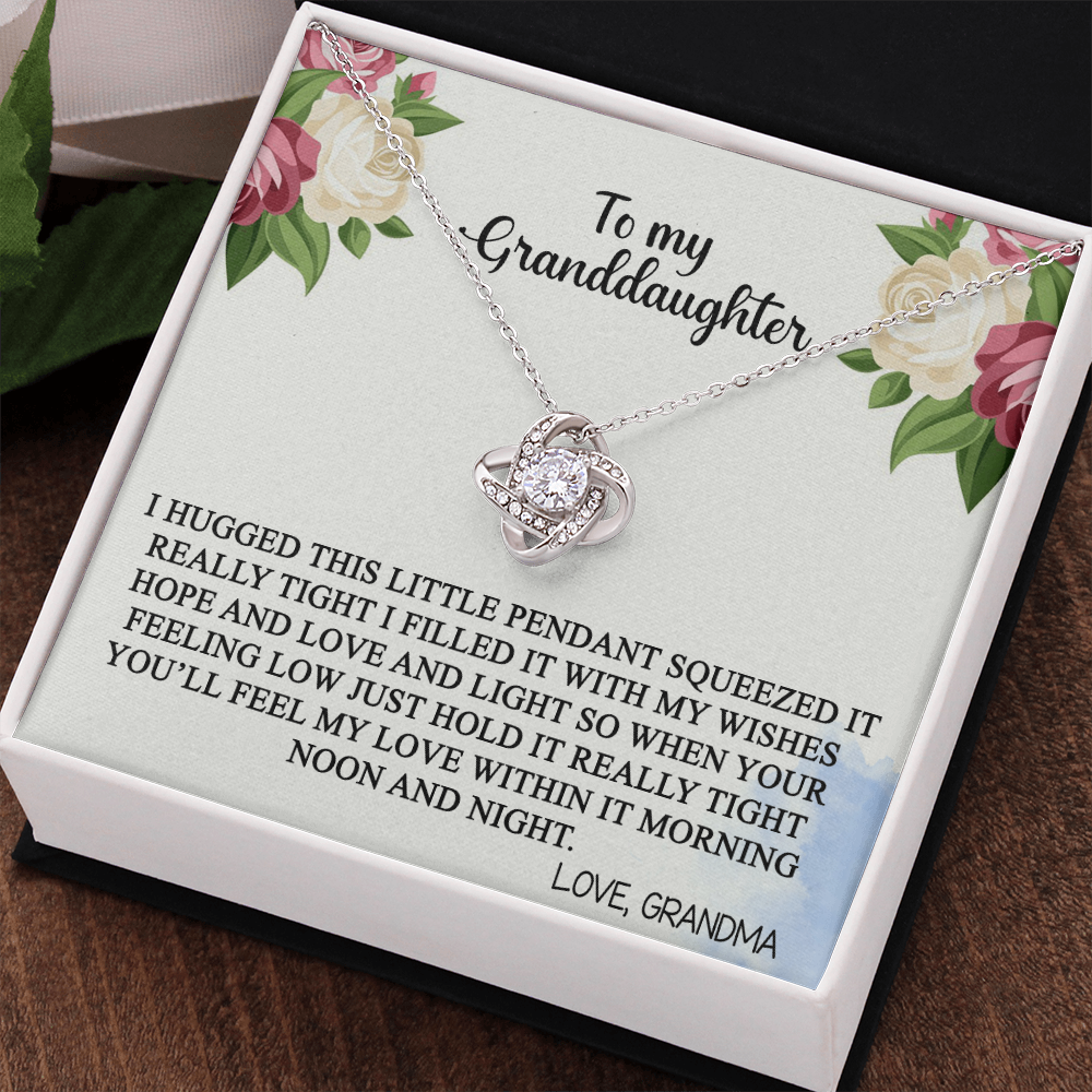 Love Knot Necklace Granddaughter Gifts From Grandma Grandpa - Granddaughter Necklace Card Message Gifts With Message Card and Gift Box On Graduation Gift Birthday Gift Christmas Inspirational Quotes